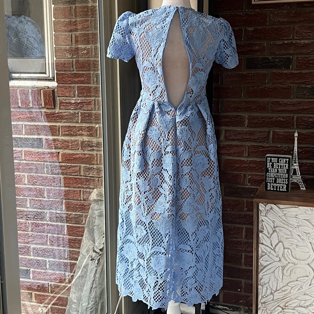 SELF-PORTRAIT Lily Mesh Lace A-Line Midi-Dress Size 0 NWT - Picture 5 of 7